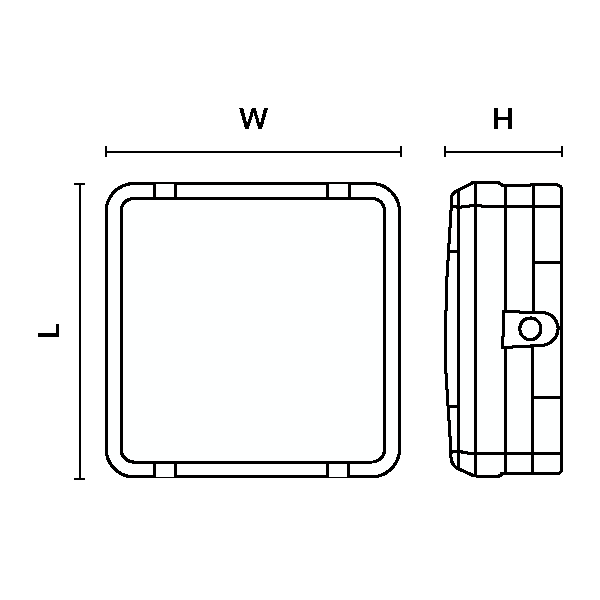 Pebley Utility Square Bulkhead 12W 3CCT Emergency White